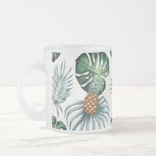 Tasse Givré Motif de palmier de jungle à l'aquarelle tropicale