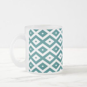 Tasse Givré motif diamant turquoise et blanc