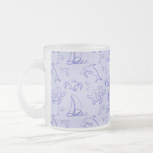 Tasse Givré Motif d'une ligne d'animal marin et voilier