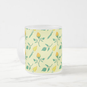 Tasse Givré Motif floral avec rose jaune et fleurs de tulipe