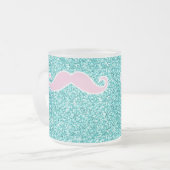 TASSE GIVRÉ MOUSTACHE ROSE GIRLY SUR L'EFFET TURQUOISE DE (Devant gauche)