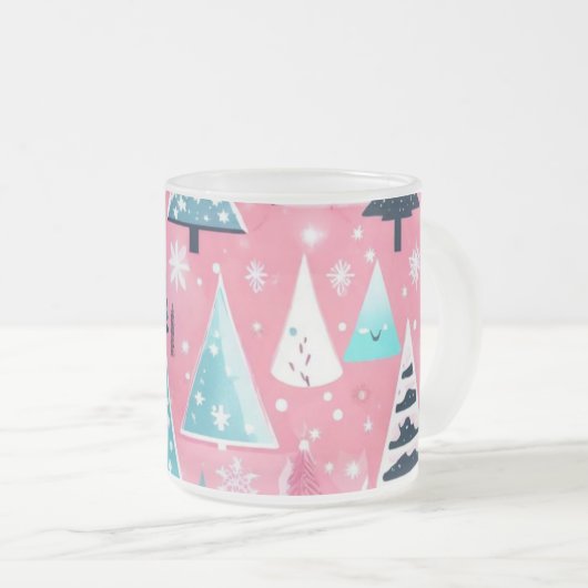 Tasse Givré Noël rose (Devant droit)