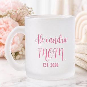Tasse Givré Nom de maman personnalisé Établie Écriture rose