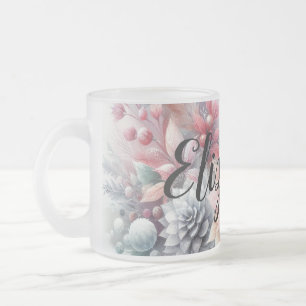 Tasse Givré Nom du monogramme Aquarelle florale de Noël