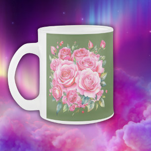 Tasse Givré Nom monogramme Roses roses roses