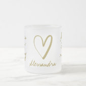Tasse Givré Nom personnalisé Maman Matcha Thé Or Script Coeur (Centre)