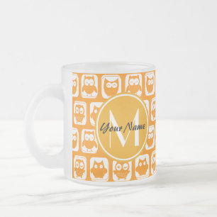 Tasse Givré Orange Owls Custom Monogramme