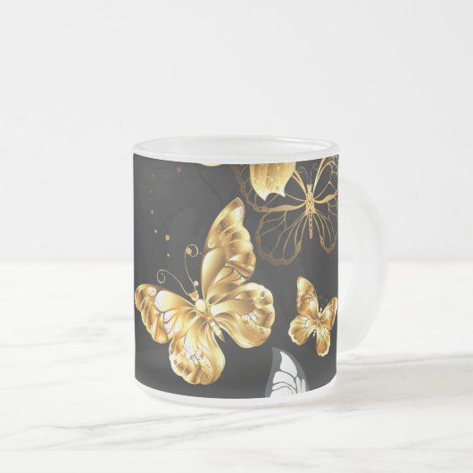 Tasse Givré Papillons blancs et dorés (Devant droit)