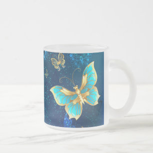 Tasse Givré Papillons dorés sur fond bleu