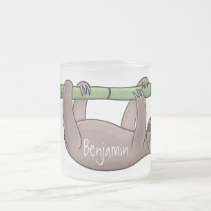 Tasse Givré Paresse souriante mignon sur dessin animé en bambo