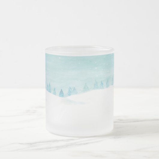 Tasse Givré Paysage De Forêt D'Hiver Neige Avec Des Épinettes (Centre)