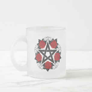 Tasse Givré Pentagramme aux roses rouges