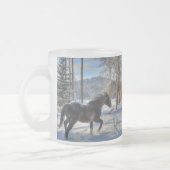 Tasse Givré Percheron noir en hiver neige et forêt (Gauche)