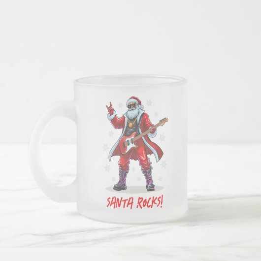 Tasse Givré Père Noël Rocks ! Funny Père Noël jouant de la gui (Gauche)
