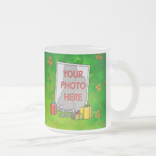 Tasse Givré Photo personnalisable de houx et de Noël de boît