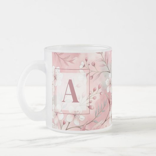 Tasse Givré Pink cherry blossom monogram (Gauche)