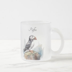 Tasse Givré Puffin sur une aquarelle rocheuse, personnalisé