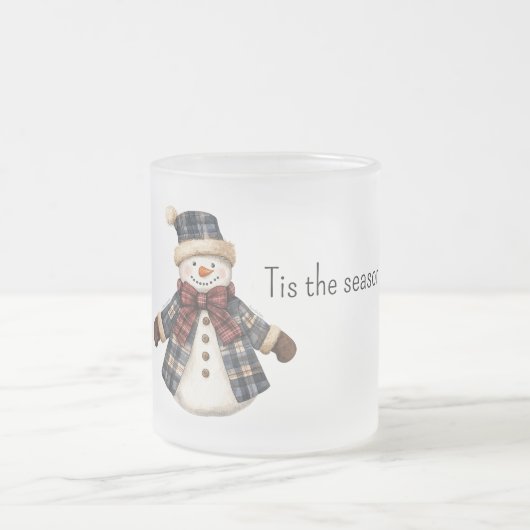 Tasse Givré Red Blue Plaid Christmas Snowman (Centre)