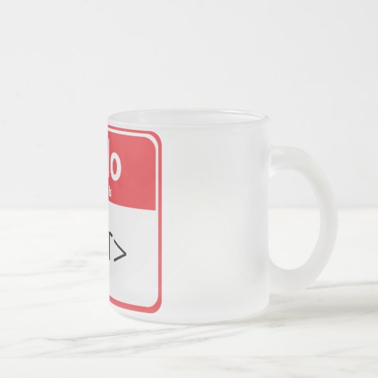 Tasse Givré Red Hello Mon nom est,<TEXT> (Droit)