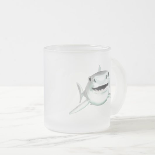 Tasse Givré requin d'aquarelle souriant gris vert vert animal (Devant droit)