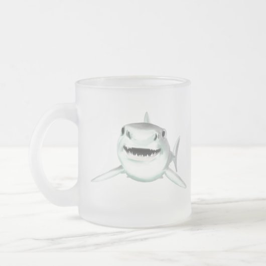 Tasse Givré requin d'aquarelle souriant gris vert vert animal (Gauche)