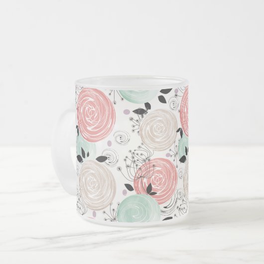 Tasse Givré Rétro, roses (Devant gauche)