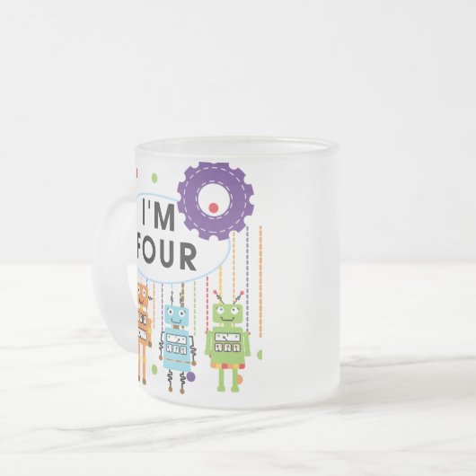 Tasse Givré Robot T-shirts et cadeaux d'anniversaire 4e (Devant gauche)