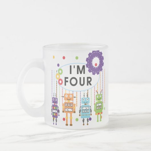 Tasse Givré Robot T-shirts et cadeaux d'anniversaire 4e (Gauche)