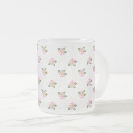 Tasse Givré Rose de chien nostalgique Motif sur blanc texturé (Devant droit)