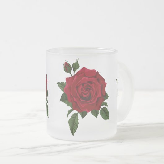 Tasse Givré Rose rouge (Devant droit)
