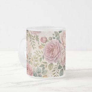 Tasse Givré Roses Rose Poussiéreux Charmant Artistique Vert Sa