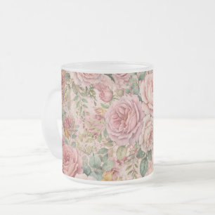 Tasse Givré Roses Rose Poussiéreux Charme Élégant Vert Sauge O