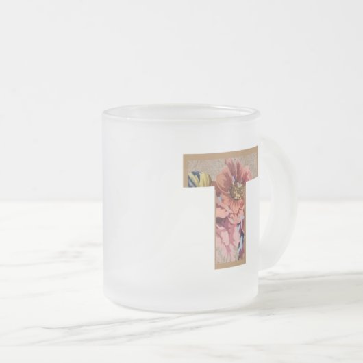 Tasse Givré Rustic Floral Initial Letter T Monogram (Devant droit)