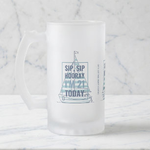 Tasse givré "Sip Sip Hooray Nautical" pour 21e ann