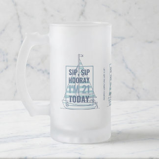 Tasse givré "Sip Sip Hooray Nautical" pour 21e ann