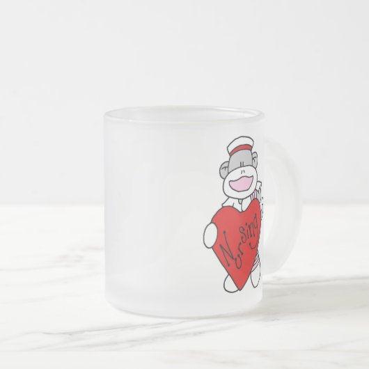 Tasse Givré Sock Monkey I Love Nursing T-shirts et cadeaux (Devant droit)