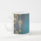 Tasse Givré Steampunk Arrière - plan turquoise avec Gears (Gauche)