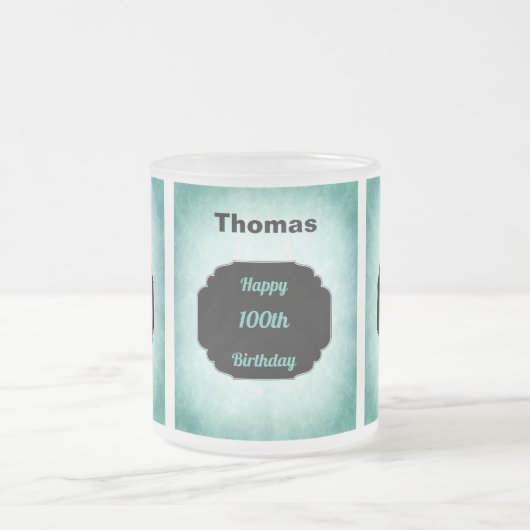 Tasse Givré Style bleu ajouter nom 100e Anniversaire design (Centre)