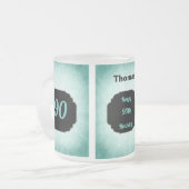 Tasse Givré Style bleu ajouter nom 90e Anniversaire design (Devant gauche)