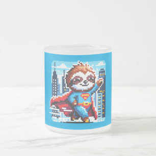 Tasse Givré Super Sloth Funny Pixel Art Hero Design de paysage
