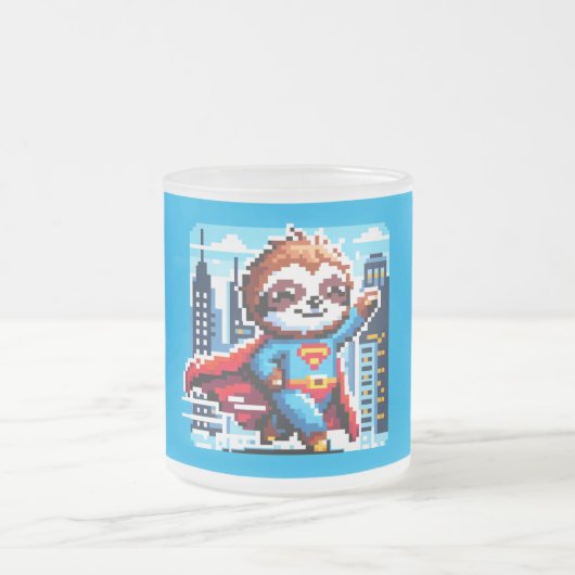 Tasse Givré Super Sloth Funny Pixel Art Hero Design de paysage (Centre)