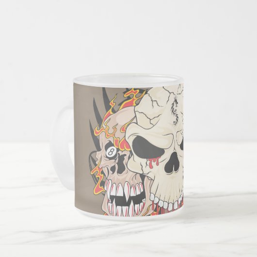 Tasse Givré Tatouage Crâne Huit glaçés Coupe de café en verre (Devant gauche)