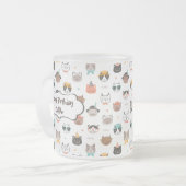 Tasse Givré Texte d'anniversaire personnalisable de chat sur l (Devant gauche)
