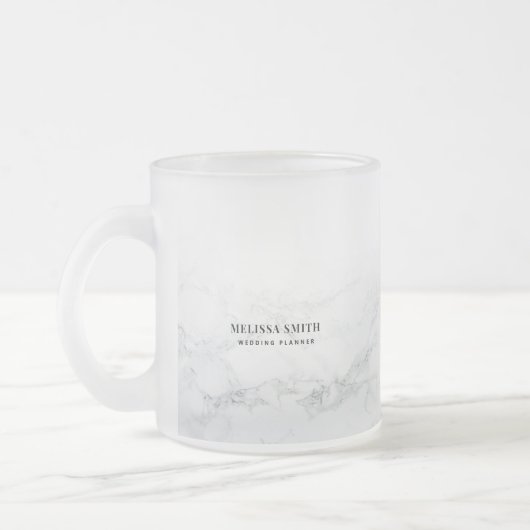 Tasse Givré Texte personnalisable et élégant sur marbre transp (Gauche)