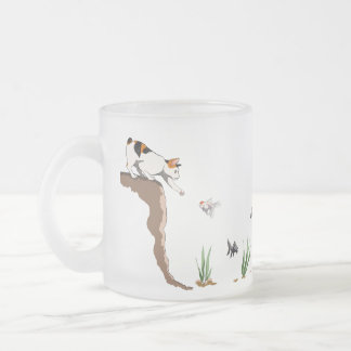 Tasse givré translucide Chat qui va à la pêche
