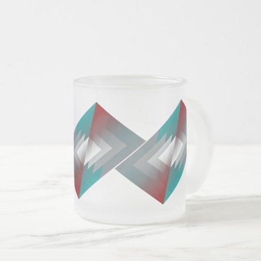 Tasse Givré Triangles gris turquoise sur bordeaux (Devant droit)