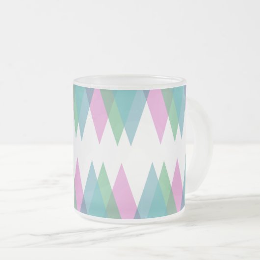 Tasse Givré Triangles rose et vert (Devant droit)