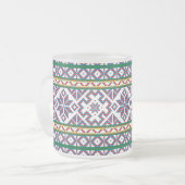 Tasse Givré Tribal Multicolore ancien symbole folk art design (Devant gauche)