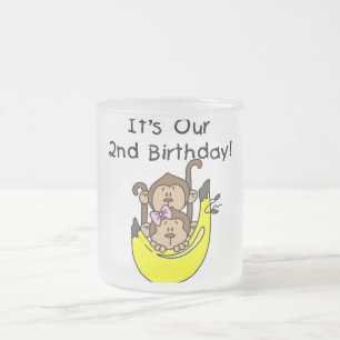Tasse Givré Twins Monkey Boy and Girl 2e anniversaire