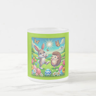 Tasse Givré Un lapin et un hérisson heureux